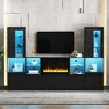 TIRAMISUBEST 3-Piece Entertainment Center Set with 34.2" Non-heating Electric Fireplace, TV Stand with LED Lights, Media Console with Shelves - 2 of 4
