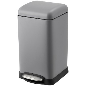 Bathroom Trash Can with Lid, Stainless Steel Kitchen Trash Can with 12 Liter, Soft Close Step-On Pedal, Fingerprint-Resistant Finish for Kitchen - 1 of 4