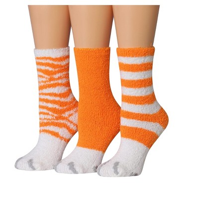 Tipi Toe Women's 3-Pairs Cozy Microfiber Anti-Skid Soft Leopard Striped Patterned Fuzzy Crew Socks