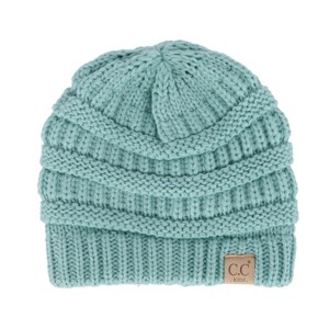 C.C Kids' One Size (2-5) Fuzzy Lined Solid Cable Knit Winter Beanie - 1 of 4