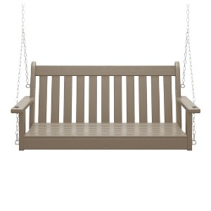 WestinTrends Malibu Outdoor Patio HDPE Hanging Front Porch Swing Bench - 1 of 4
