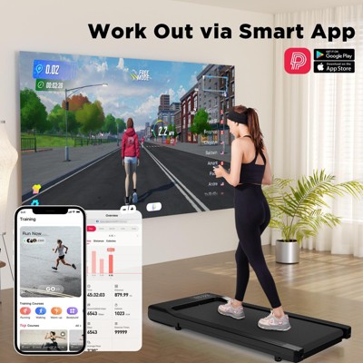 Deerrun Smart Walking Pad With APP 15.35*35.43 inches Belt Treadmills for Home Small Portable Under Desk Treadmill