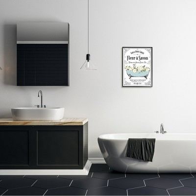 Vintage Parisian Floral Blue Tub Canvas Print, 18 x 22