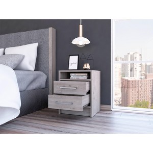 Gulches Light Grey 2-Drawer Nightstand with Open Shelf for Stylish Bedroom Storage - 1 of 4