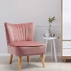 Modern Armless Velvet Accent Chair with Wood Legs - 2 of 4