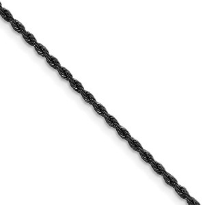 Black Bow Jewelry 2.3mm Black-plated Stainless Steel Rope Chain Necklace - 1 of 4