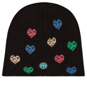 Memoi Girls Cozy "Colorful Hearts" Rayon-Blend Knit Beanie Black S - 1 of 3