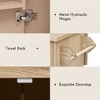 NicBex Rolling Kitchen Island Cart with Cabinets and Drop Leaf Countertop,Kitchen Island on Wheels with Towel Rack,Island Table for Kitchen,Natural - 4 of 4
