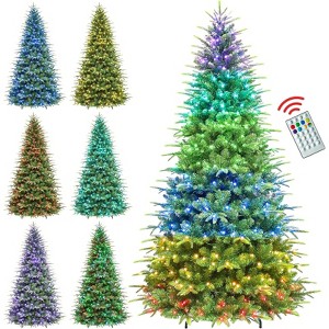 Vivatrees 6/7.5 Ft Prelit Artificial Christmas Tree, 15 Lighting Modes with Multi Colors, Metal Stand, Hinged Branches, Xmas Tree for Holiday Decor - 1 of 4