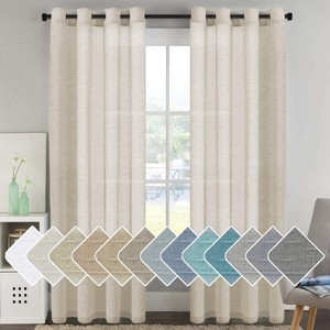 Natural Linen Blended Semi-Sheer Curtains Privacy Assured with Nickel Grommet for Living Room - 1 of 4