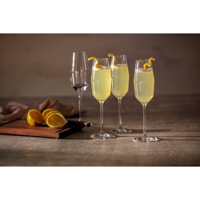 Gigi 10-Ounce Clear Crystal Champagne Flutes, Set of 4