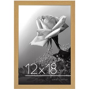 Americanflat 12x18 Poster Frame in Oak with Polished Plexiglass - Horizontal and Vertical Formats with Included Hanging Hardware - 1 of 4