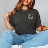 S.W.Smiley Embroidered Smiley Face Outline - Women's Garment Dyed Graphic T-Shirt - 3 of 4