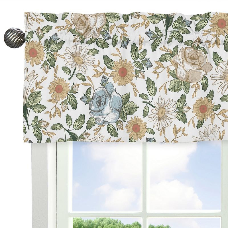 Sweet Jojo Designs Window Valance Treatment 54in. Vintage Floral Blue and Yellow, 4 of 7