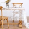Wikineon White Lace Tablecloth 60 X120 Inches Rectangle Vintage Embroidered Wedding Tablecloths Sheer Overlay for Rustic Outdoor Party Reception - 4 of 4