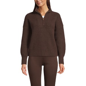 Lands' End Women's Fuzzy Wedged Quarter Zip Sweater - 1 of 3