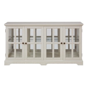 FURNIinspire Utility Storage Cabinets Glass Display Cabinet, Antique Wide Standing Cabinet Showcase For Home Office, White, 15.75"*59.06"*32.09" - 1 of 4