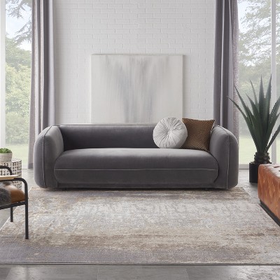 Modern Abstract Gray Synthetic 9' x 12' Easy-Care Area Rug