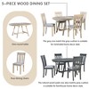 5-Piece Round Extendable Dining Table Set with 4 Chairs, Solid Wood Frame, Adjustable Table for 4, for Kitchen or Dining Room - 2 of 4