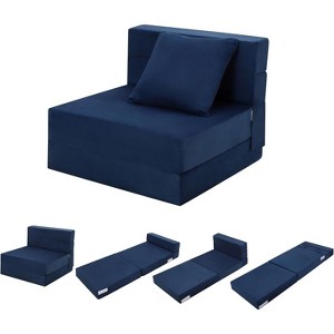 Convertible Folding Sofa Bed, Futon Sleeper Chair with Pillow, High-Density Memory Foam Sofa Bed, Foldable Mattress - 1 of 4