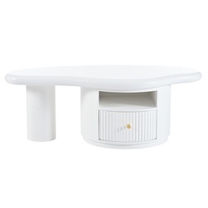 Vynxaria Cloud Coffee Tables, Irregular Design with Drawer and Shelf - 1 of 4