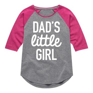 Girls' - Instant Message - Dad Set Little Girl Shirt Tail Raglan Graphic T-shirt - 1 of 4