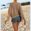 Women's Hollow Out Swimwear Cover Up Fringe V Neck Bell sleeves Crochet Tassel Swimsuit Bathing Suit Beach - 4 of 4