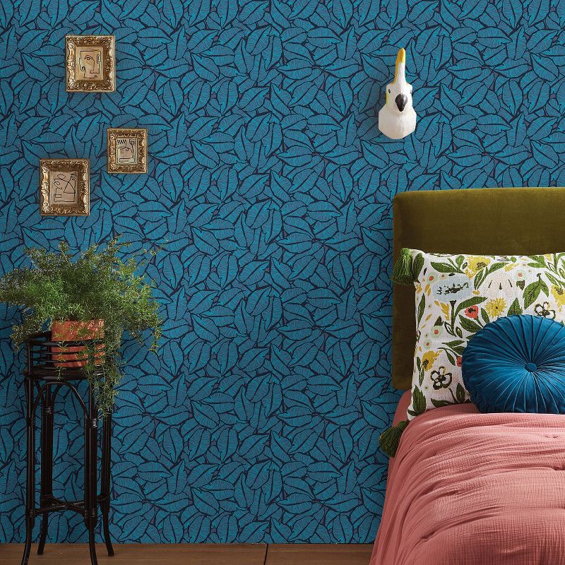 Layered Leaves Peel &#38; Stick Wallpaper Blue - Opalhouse&#8482;, 5 of 6