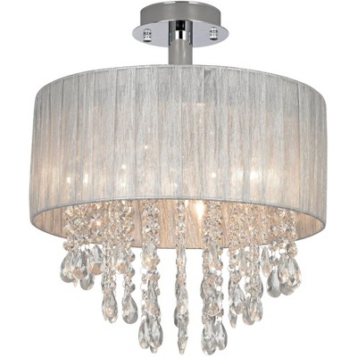 CPH-QQY-15-L4-BK CentralPark Semi Flush Mount Crystal Chandelier Lighting Diameter 15 inches Height 16 inches 