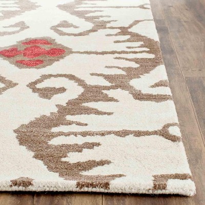 Ivory and Brown Handmade Wool 6' x 9' Reversible Area Rug