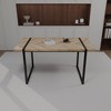 Modern Ind. Rect. MDF Lt. Wood Table (4-6), 1.5" Eng. Wood Top, Black Metal Legs, Home/Kitchen. - image 2 of 4