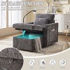 Multifunctional Chenille Chaise Lounge Recliner with Hidden Storage, Adjustable Phone Holder & Side Pockets for Small Spaces-3irtyhousy - 2 of 4
