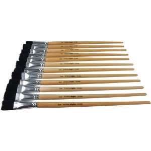 School Smart Black Bristle Paint Brushes, Long Handle, 3/4 Inch, Set of 12 - 1 of 4