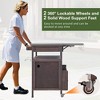 SUGIFT 40.5" Outdoor Grill Prep Cart with Drop Leaf | Fir Wood BBQ Island with Stainless Steel Tabletop, Drawer, Storage Cabinet & Locking Wheels - 3 of 4