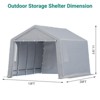 Heavy Duty Outdoor Storage Shed - Roll-Up Zipper Door, Waterproof Tent Shelter for Motorcycle, Bike, Car, Garden Tools, Grey - 2 of 4