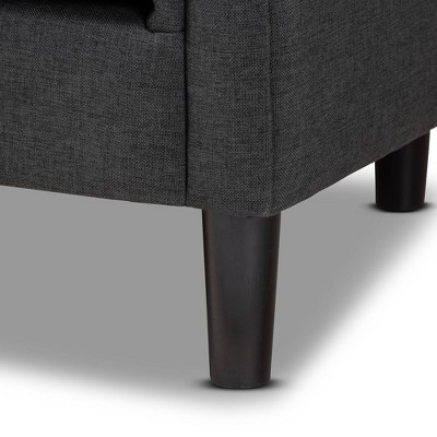 Gray Tufted Barrel Chair with Wood Frame