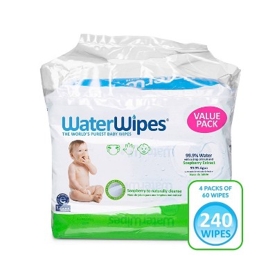 WaterWipes Hand Face Baby Wipes with Soapberry 4 Pack of 60Count 240 Wipes 