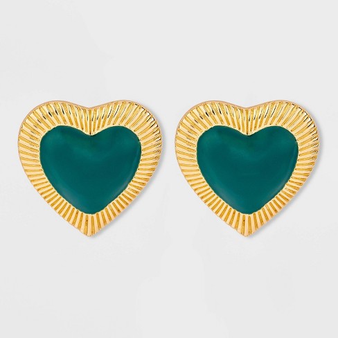 Epoxy Heart Post Earrings A New Day Teal Green Target