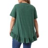 Agnes Orinda Women's Plus Size V-Neck Button-up Short Sleeve Ruffled Hem T-Shirts - 4 of 4