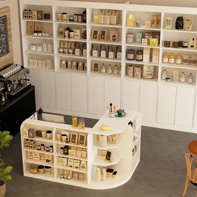 FUFU&GAGA White Display & Storage Combination Cabinet - Ideal for Cafe Counter, Shop Shelving, Home Bookshelf & Storage Unit