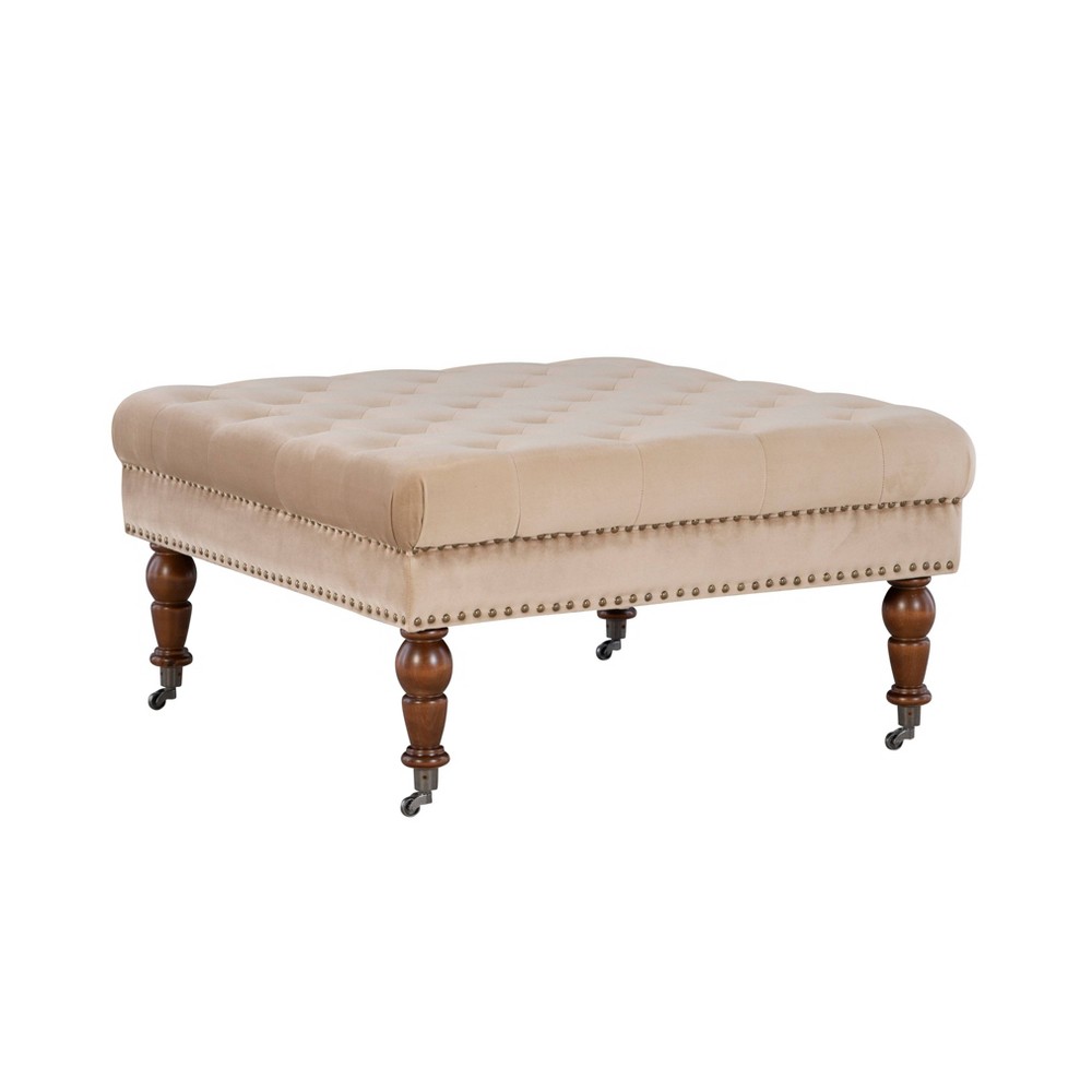 Photos - Pouffe / Bench Linon 34.6" Isabelle Traditional Square Tufted Upholstered Wheeled Cocktail Otto 