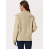 Seta T Women's Casual Long Sleeve Half Zip V Neck Collar Ribbed Knit Sweater - 4 of 4
