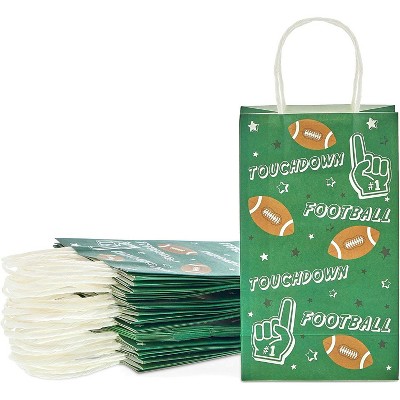 Blue Panda 24-Pack Football Party Favors Gift Bags with Handles (Green, 9 x 5.25 x 3.15 in)