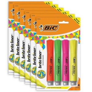 BIC Brite Liner Grip Tank Highlighter Chisel Tip Assorted Colors 4/Pack 6 Packs (BICBLMGP41ASST-6) - 1 of 2