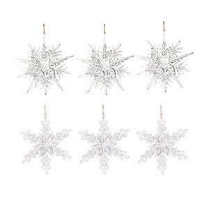 Tramull Set of 6 Iron Snowflake Hangers, Rustic Metal Snowflake Christmas Tree Ornaments - 1 of 4