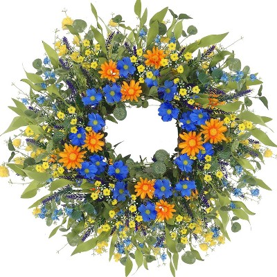 Luupatchy Beautiful Mixed Flower Door Wreath, for  Front Door Window Wall Indoor Outdoor Wedding Farmhouse Decor Gift