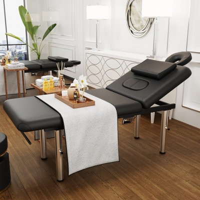 Dolonm 31.5" Stationary Massage Table with Face Pillow and Stainless Steel Adjustable Legs, Adjustable Backrest,Heavy Duty Massage Bed
