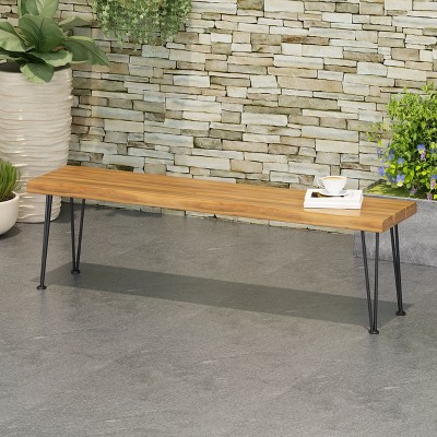 Dracelo WOOD AND METAL RECTANGULAR BENCH