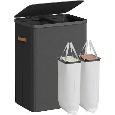 Laundry Basket, 44.9 Gal. Laundry Hamper, 2 Compartments, Easy Assembly, with Lid and Handles, Removable Inner Bags