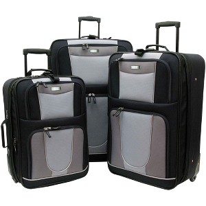 Geoffrey Beene Carnegie 3 Pc Luggage Set, Black w/ Grey - 1 of 4